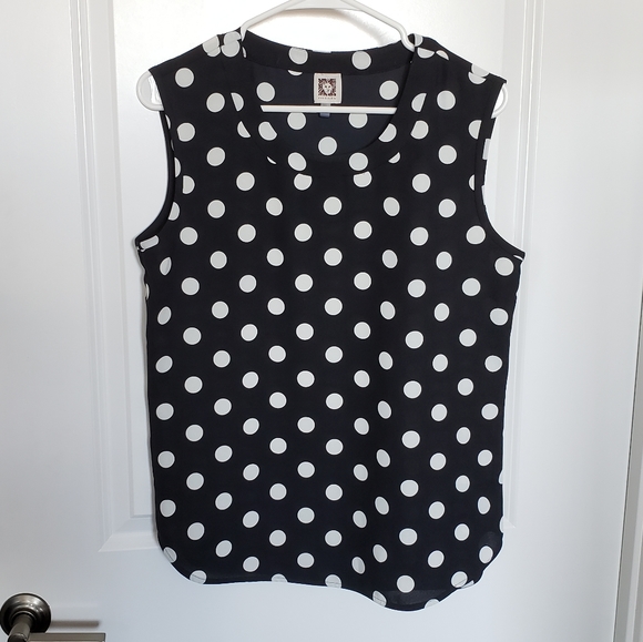 Anne Klein Polka Dot U-Neck Blouse - Picture 3 of 11
